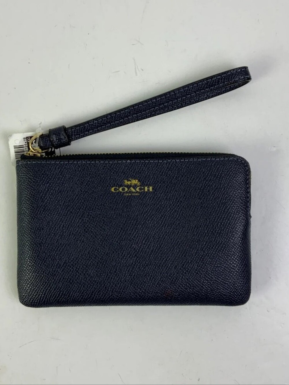 Coach Midnight Blue Leather Small Corner Zip Wrislet NWOT